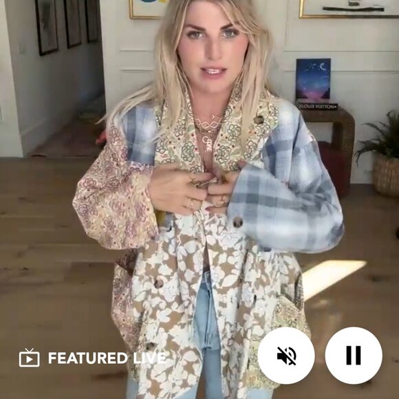 Blue velvet patchwork detail jacket - Picture 2 of 3